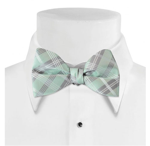 Mint Plaid Bow Tie