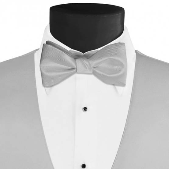 Men's Larr Brio Modern Solid Bow Tie - Silver