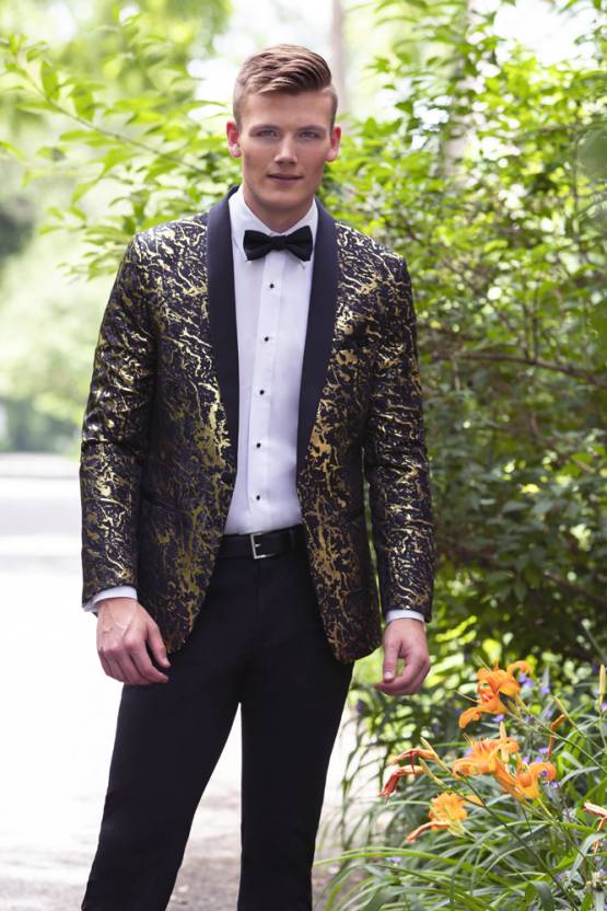 Black and Gold Camo Tuxedo Jacket – Ultra Slim Fit / Modern Fit