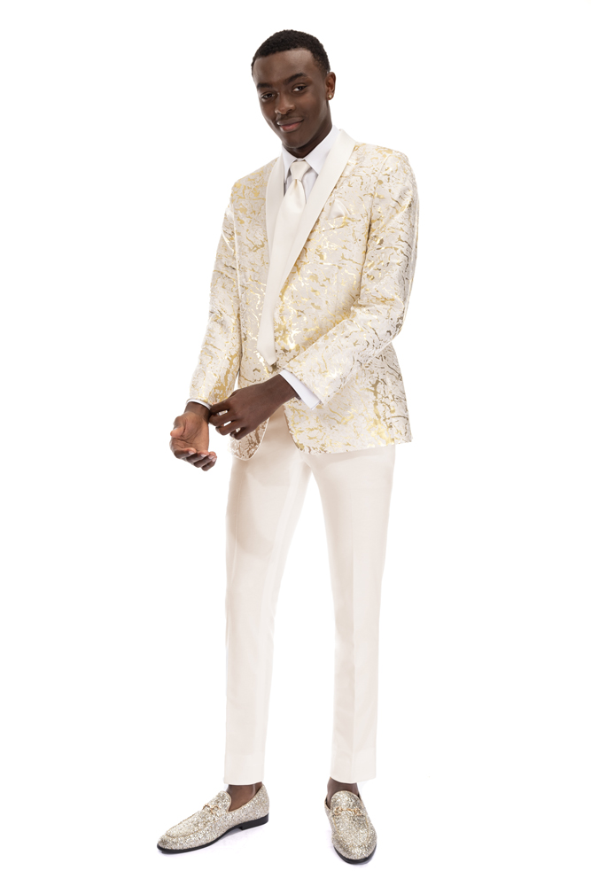 Ivory ☀ Gold Tuxedo Jacket - Ultra Slim ...