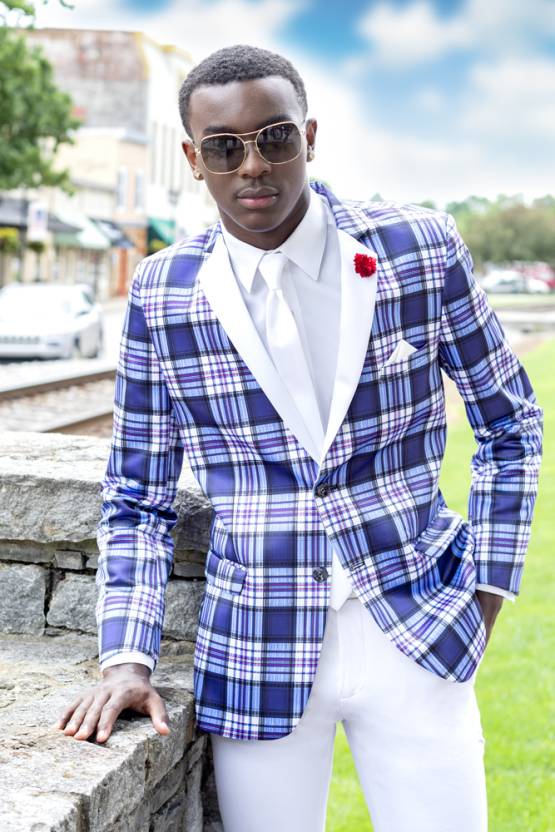 Jasper Blue Plaid Tuxedo Jacket – Ultra Slim Fit / Modern Fit