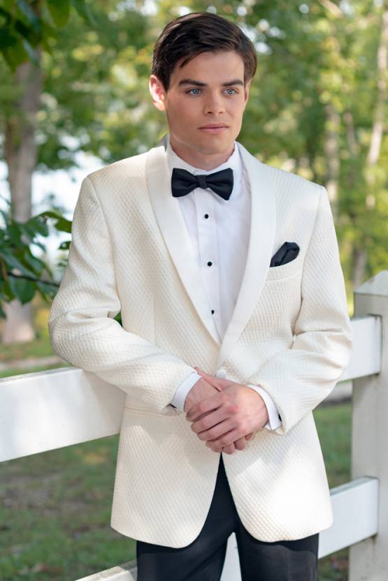 Austin Diamond Weave Ivory Tuxedo Jacket – Slim Fit / Modern Fit