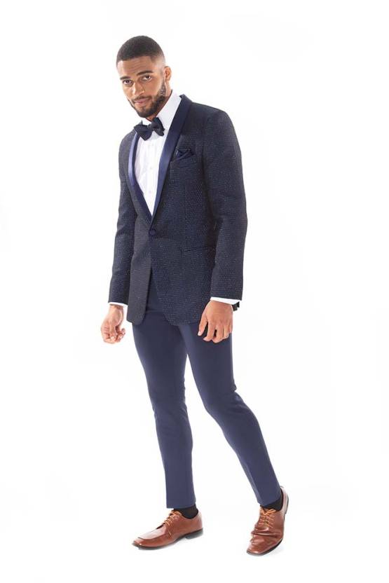 Austin Diamond Weave Navy Tuxedo Jacket – Slim Fit / Modern Fit