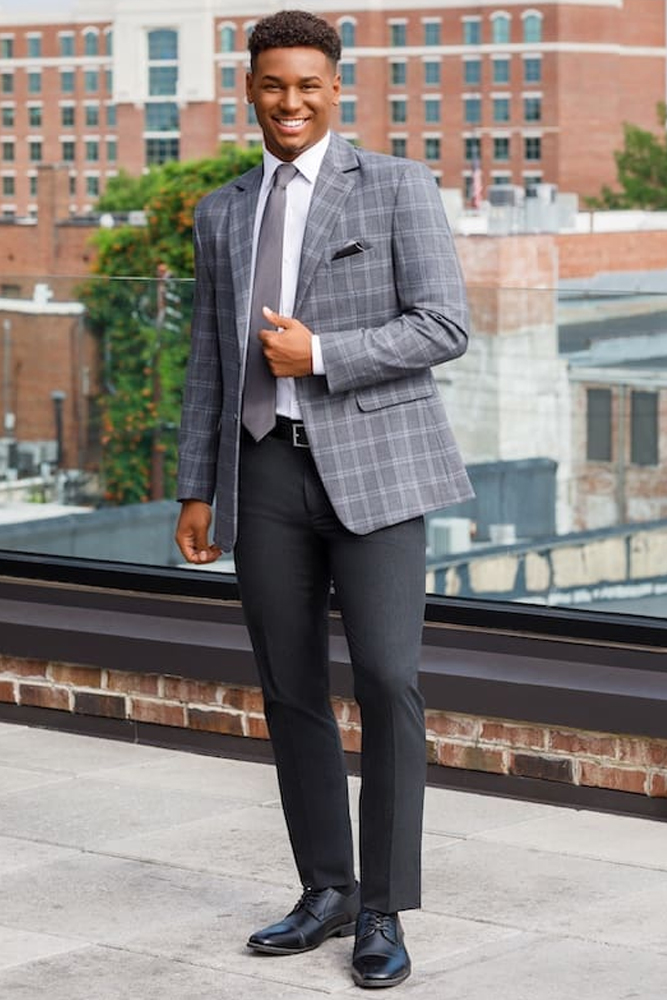 Mark Of Distinction Metro Tonal Plaid Coat - Grey - Image 3