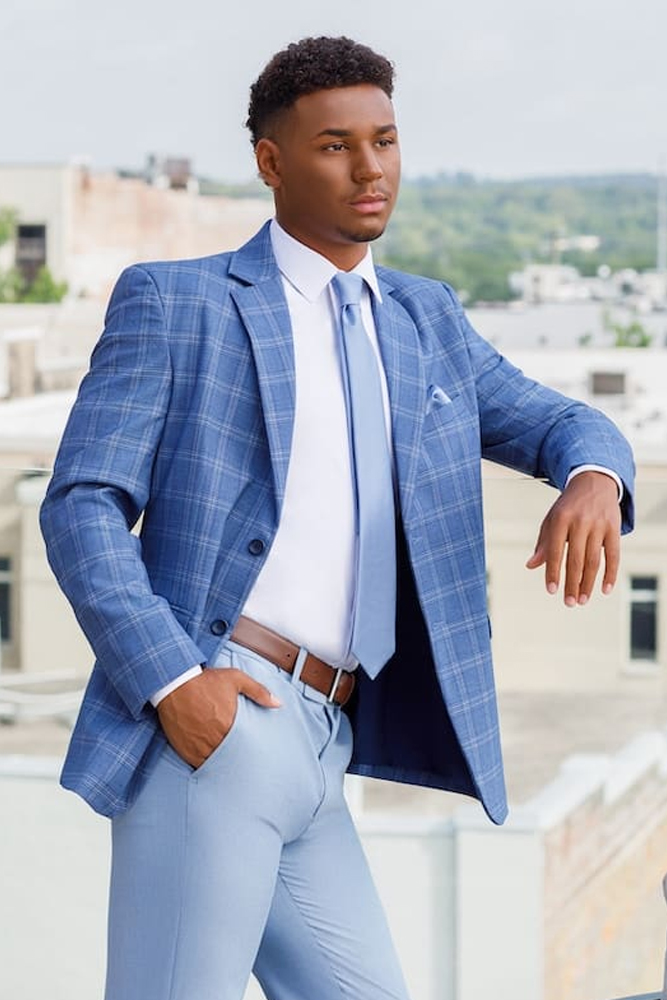 Mark Of Distinction Metro Tonal Plaid Coat - Indigo