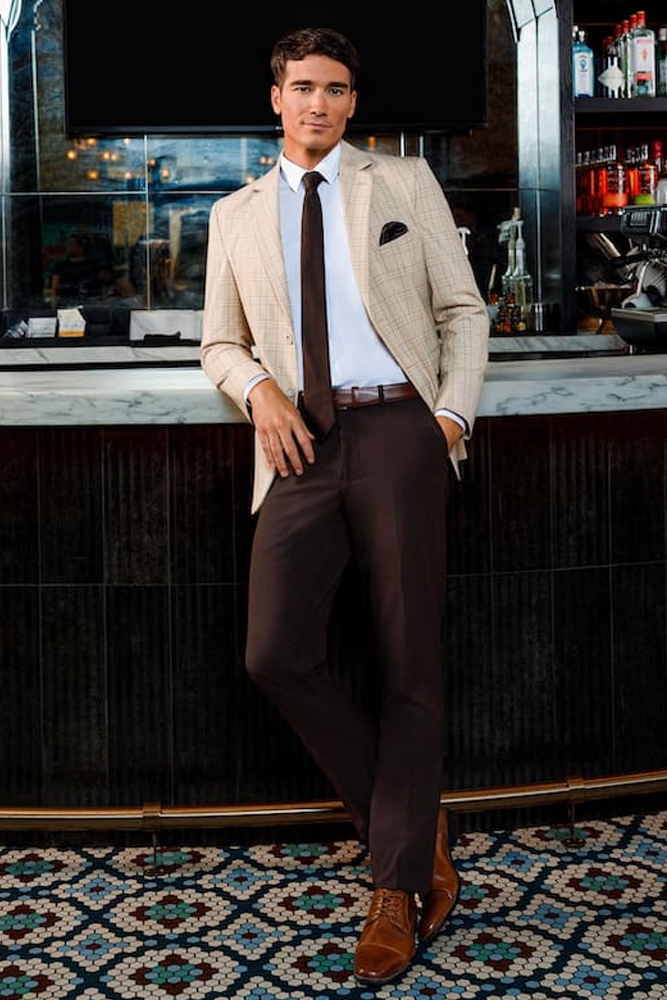 Mark of Distinction Metro Tonal Plaid Coat - Tan