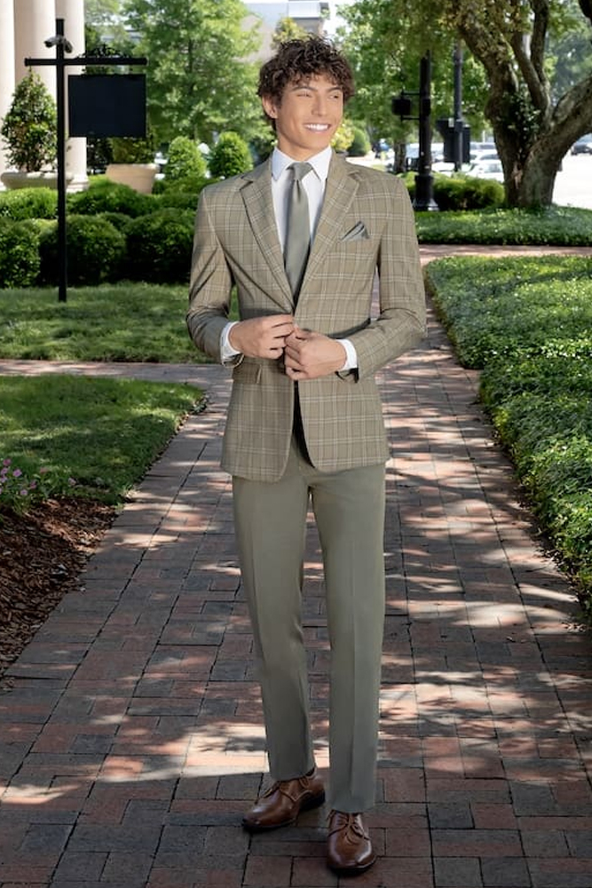 Mark of Distinction Metro Tonal Plaid Coat - Sage - Image 3